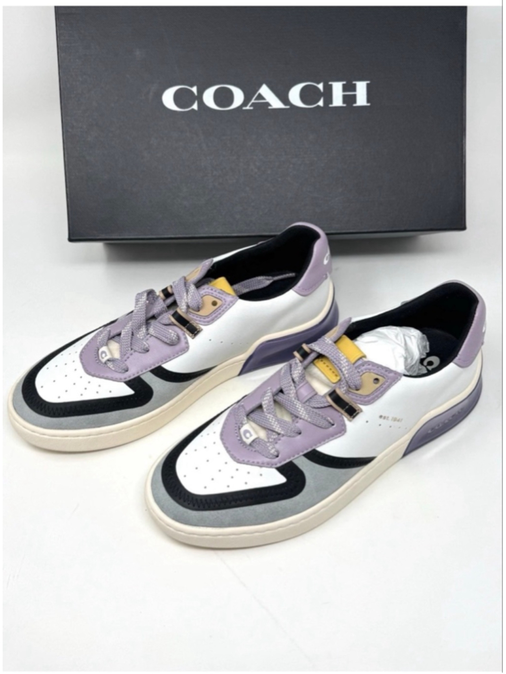 Coach Citysole Sue Court Sneakers 7.5 White/Soft Lavender